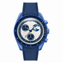 Orologio con cinturino blu e fase lunare