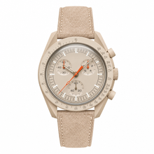 Montre beige avec bracelet en daim
