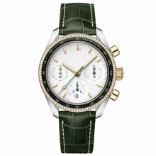 Speedmaster 38 mm, staal – geelgoud met lederen band