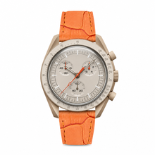 Orologio con cinturino in pelle in rilievo arancione